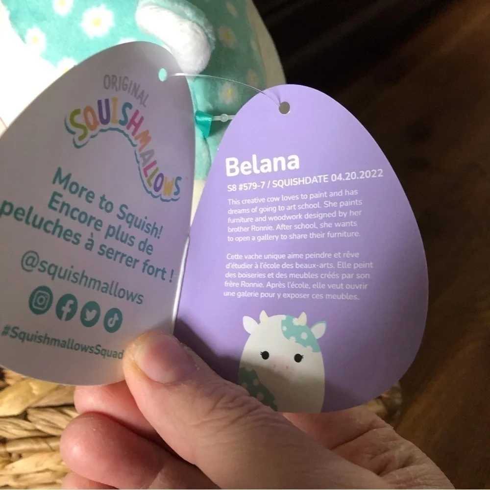 Squishmallows Belana the Easter Cow in size 8” - Picture 7 of 8